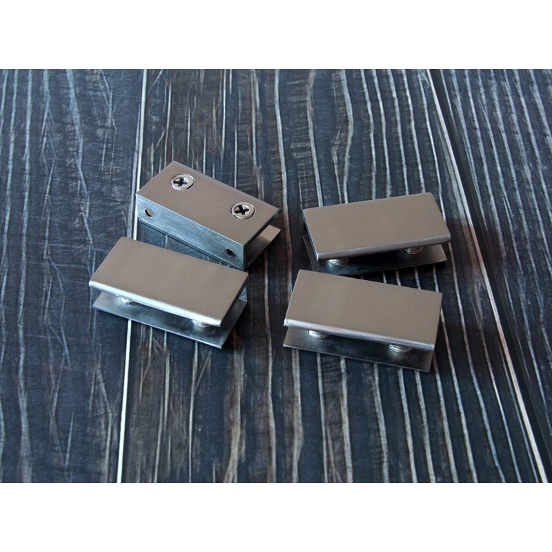 Glass Shelf Brackets Rectangular Shelf Clips Metal Clamps Brushed Nickel
