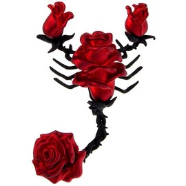 Red Rose Design Scorpion Brooch Ladies Big Enamel Flower Insect Scarf Buckle Jewelry Gift for Women Party