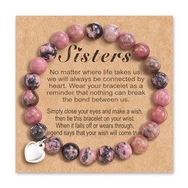 Sister Bracelet Big Sister Gifts From Little sister Sister Beaded Bracelet for Women Girls Meaningful Gifts for Best Friend Sister Birthday Going Away Distance Christmas Gifts (red)