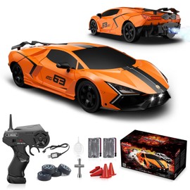 RC Drift Car, 1:16 Remote Control Car 2.4Ghz High Speed RC Cars 4WD Racing Sport Toy Cars with LED Lights, Spray, Drifting Tires, 2 Batteries for Kids Boys Girls Adults Birthday Christmas