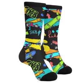 GJLNTRF Skateboard Novelty Crew Socks Casual Crazy Funny Dress Socks For Women Men Teens Gift