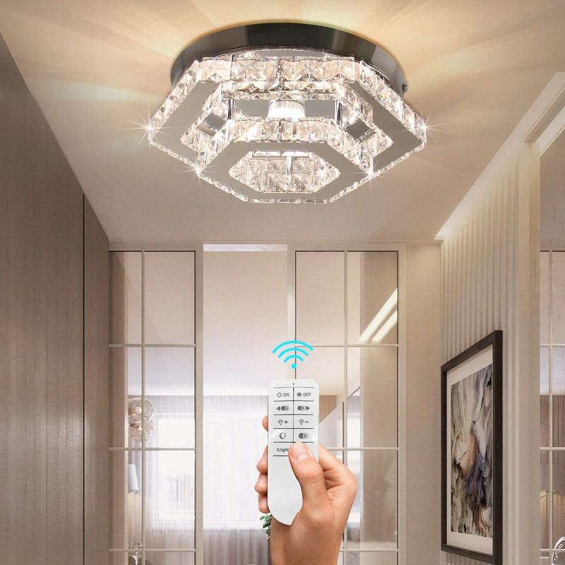CXGLEAMING Modern Chandelier Crystal Flush Mount Ceiling Light LED Pendant
