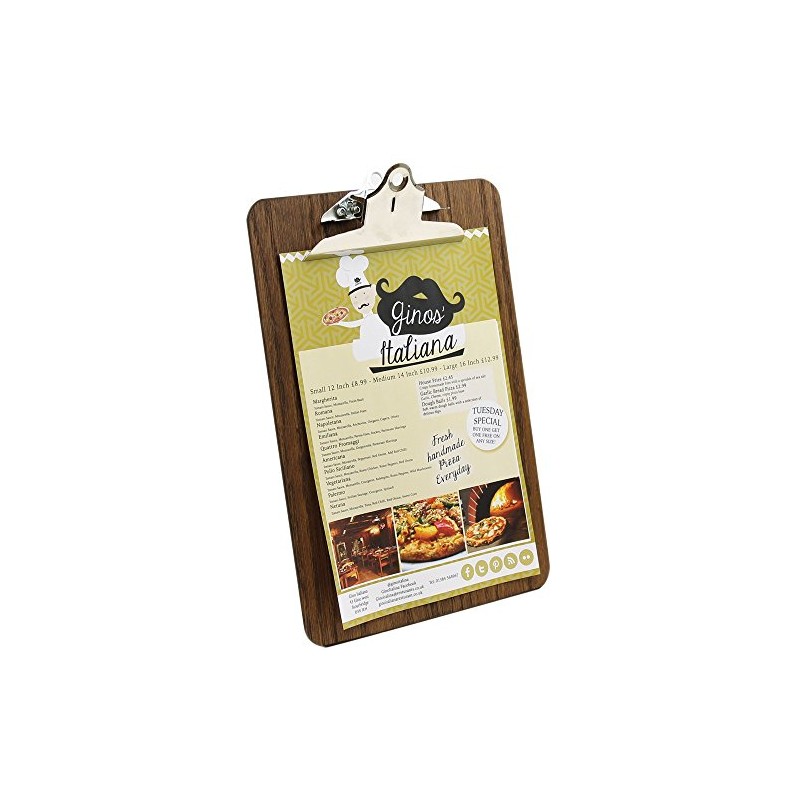 Chalkboards UK Premium Clip Board, Wood, Dark Oak, 34 x