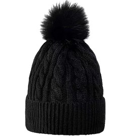 iDopick Winter Knit Beanie Hat for Men Women, Wool Knit Hat Soft Warm Beanie Cap Breathability & Elasticity Snow Cap Hat (Black)