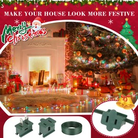Relaxweex 18/2 Electrical Wire with Extra Vampire PlugsChristmas 18 Awg Extension Wire Landscape for Christmas Lights Outdoor Decoration(300 ft,SPT-1,Green)
