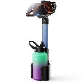TAZENI 2 in 1 Cup Holder Cell Phone Holder Mount for Car Aluminum Alloy Rod Phone Holder for Car Bottle Free Easy Use & Stable & Universal Fit 2.5-4'' Cup Holder-Blue