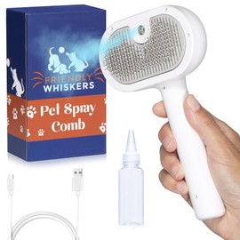 Friendly Whiskers Cat Steam Brush, Dog Brush for Shedding. Use on Long & Short Haired Pets. Steam Brush for Dogs. Cat Brush making Cat Grooming simple and easy. Self-Cleaning Pet Comb with Water Tank