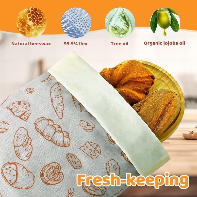 Bread Bags for Homemade bread,2 Pack Sourdough Bread Bags,Beeswax Bread