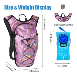 Zavothy Rave Hydration Backpack Lightweight Water Backpack for Cycling Running Hydration Pack Hiking Backpack with 2L Water Bladder Pink
