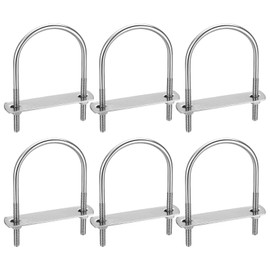 Stainless Steel Tie Down U Bolts, Metal Round U Shape Bolts with Hex Nuts, Plates, Washers for Attaching Piping Conduit Cable Tube Trailer Marine Boat Deck (Fillet corner 110x60mm)