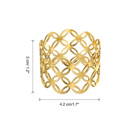 sourcing map 12pcs Gold Napkin Rings Metal Hollow Copper Coin Pattern Napkin Ring Holder Buckles for Dinner Table Decor, Table Setting, Wedding Holiday Parties Decoration