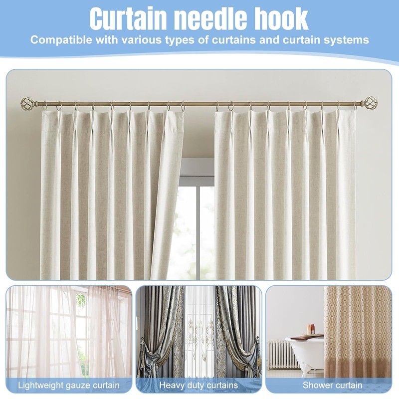 120 PCS Heavy Duty Zinc Metal Drapery Pin Hooks,Metal Curtains