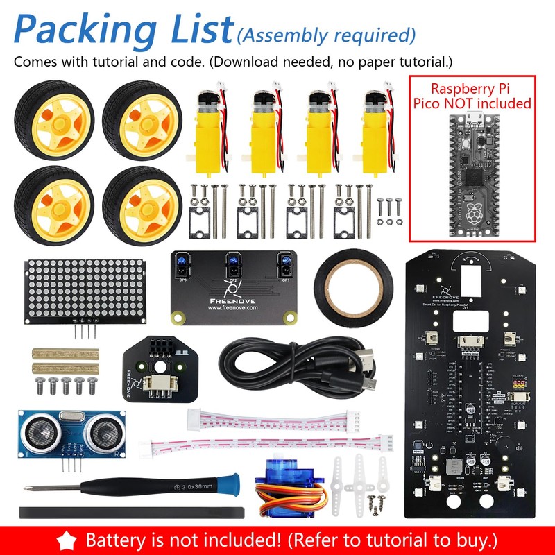 Freenove 4WD Car Kit for Raspberry Pi Pico (Not Included)