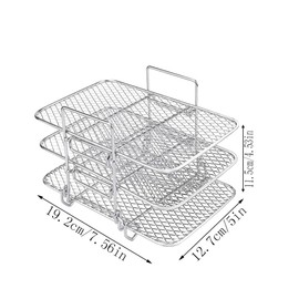 Changyeah Roasting & Smoking Grill Grate, Skewers Stainless Steel Cooking Grate, Hot Air Fryer Cooking Grate 304 Stainless Steel, for Hot Air Fryer, Air Fryer, Frame with Skewers