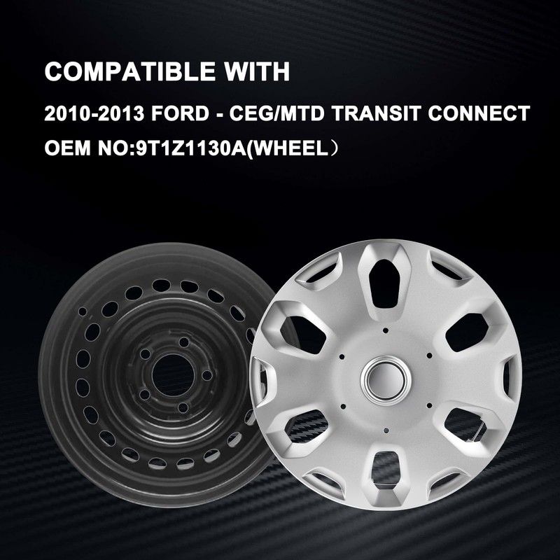 Hubcaps Compatible with 2010 2011 202 2013 Ford CEG/MTD Transit