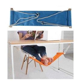 Home-organizer Tech Portable Adjustable Foot Hammock for Corner Desk Office Foot Rest Mini Under Desk Foot Rest Hammock for Home, Office, Airplane, Travel, Study and Relaxing (Light Blue)