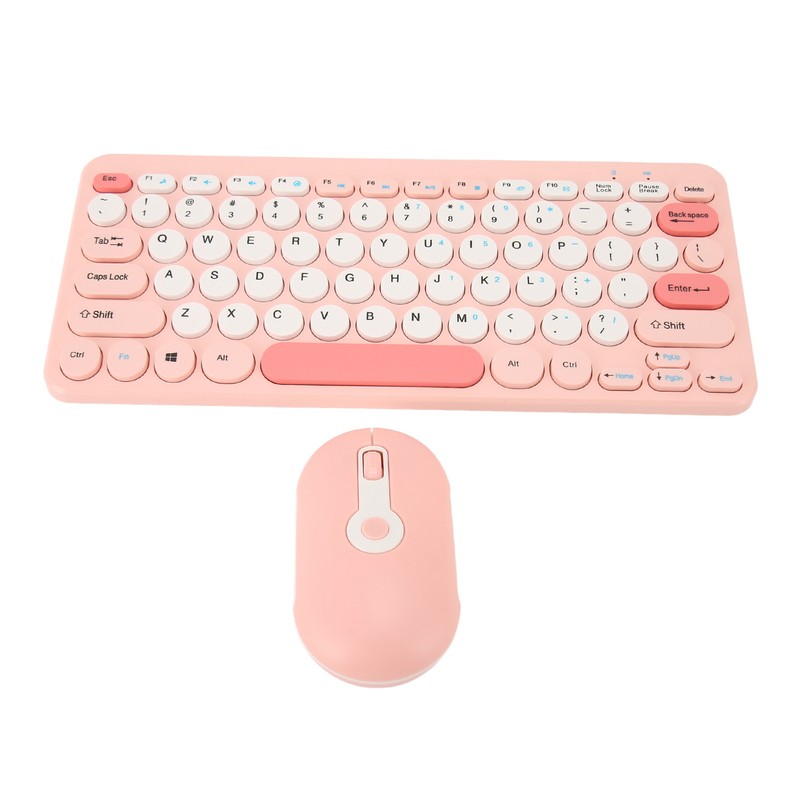 Wireless Keyboard Mouse Set Stylish Slim Round Keycaps Mute Ergonomic