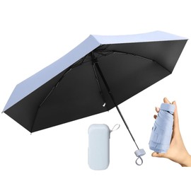 Folding Parasol, For Rain or Shine, Lightweight, Compact, UV Protection, UPF Highest Rank 50+, Light Blocking, Heat Blocking, Folding Umbrella, Small, Men's Parasol, ⑥ Sky Blue