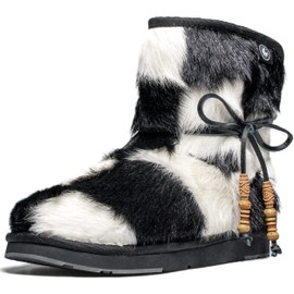 AUMU Women's Classic Mini Sheepskin Winter Boot Fur Boot Black Size 6