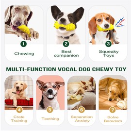 clover Indestructible Dog Toys, Dog Chew Toys for Aggressive Chewers, Strong Squeaky Interactive Toys for Medium/Large Dogs (Yellow)