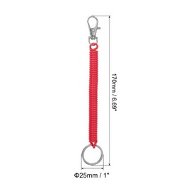 PATIKIL Retractable Coil Springs Keychain, 5 Pack Anti-lost Key Chain Holder Lanyard Cord with Metal Lobster Clasp Keyring 17cm for Keys Wallet, Deep Red