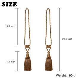 BEL AVENIR Curtain Tiebacks Handmade Holdbacks for Curtains Drape Decorative Tie Backs with Tassels(Coffee, 2 Pack)
