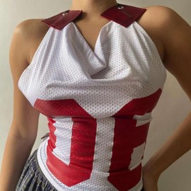 QJK Hollow Out Tank Top Crop Tops Sleeveless Tops Spaghetti Strap Tank Top Off The Shoulder Tops Backless Top Y2k Top (White,Small)