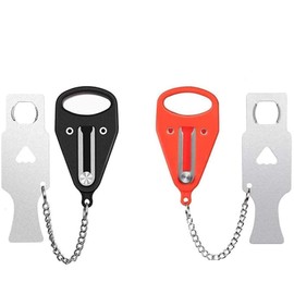 Portable Door Lock,School Lockdown Lock,Lock from Inside Door, Living Security Device Suitable for Home, Hotel, School, Apartment, Extra Lock for Additional Safety and Privacy,Red 2 Pack