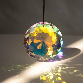 75 mm Pack of 2 Suncatcher Crystal, Suncatcher, Crystals for Hanging, Crystal Prism Flower, Rainbow Maker, Suitable for Home Decorations