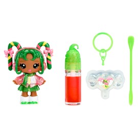 Yummiland x Holiday Lip Gloss Doll - Halle Candy Cane Includes DIY Lip Gloss + Keychain, Cosmetic Play, Seasonal Holiday Collectible, Gift, Ages 4+