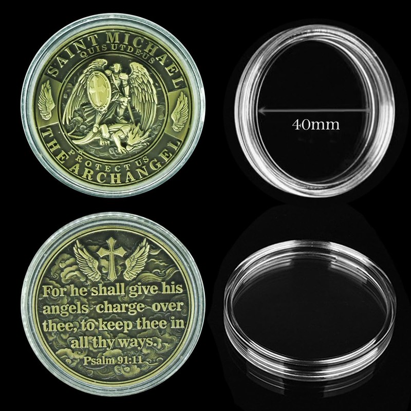 Saint Michael Archangel Protection Coin – Biblical Verse Psalm 91:11,