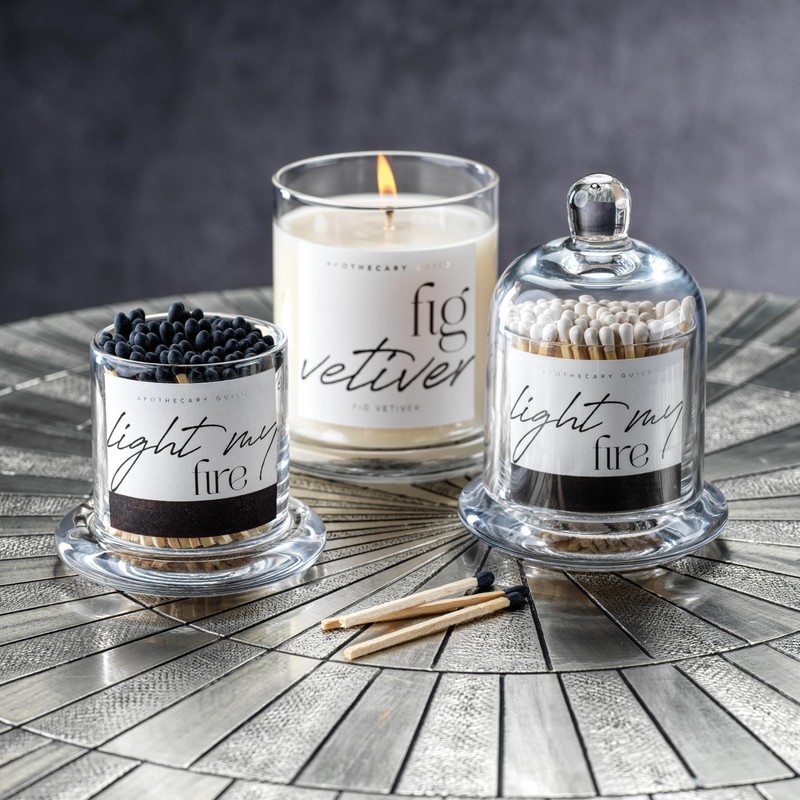 Zodax Apothecary Guild Light My Fire Matches with Glass Dome