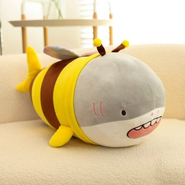 JOSON Bee Shark Plush Toy Pillow, Cute Shark bee Marine Stuffed Animal, Birthday for Boys and Girls (15 inches)
