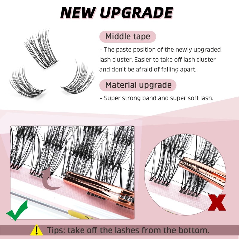 Higu clace Lash Clusters, 72pcs D curl Lashes Extension 10-16mm,