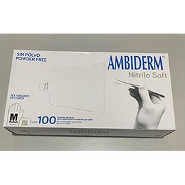 Guante de Nitrilo Soft Blanco Ambiderm Talla Mediana Sin Polvo Caja con 100