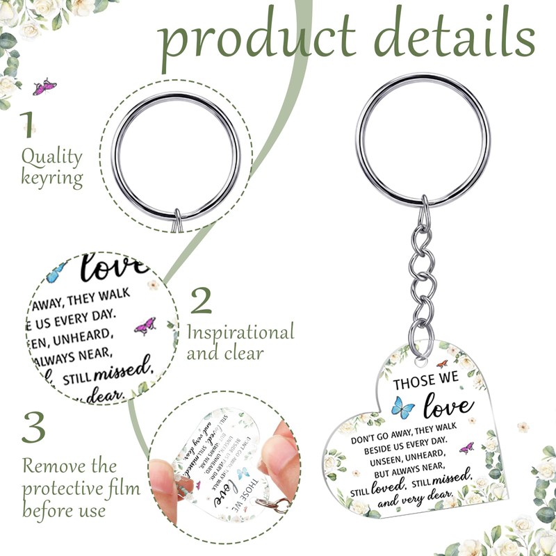 60 Set Funeral Keychains for Guests Memorial Favors, Heart