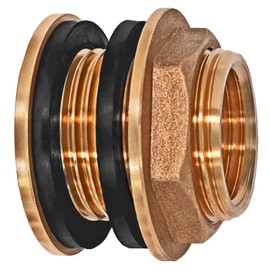 Brass Water Butt Feedthrough with Outlet Tap and Hose Nozzle Hole Diameter 34 mm + Nozzle 3/4 Inch 19 mm