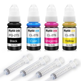 Ink Refill Kit Black and Color PG275 CL276 Replacement for Canon Pixma 275xl 276xl TR4720 TS3522 TS3500 TR4700 TR4722 TS3520 Printer Cartridges Refillable Ink Cartridges 4 Color Set with 4 Syringes