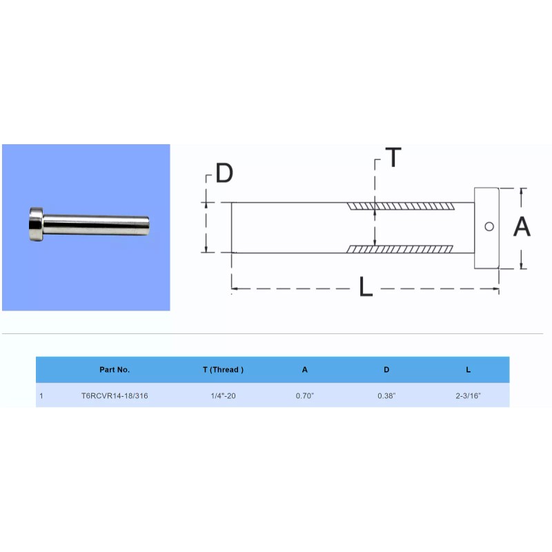 Unbranded/Generic 1/8" Cable Railing - Stainless Steel Invisible Receiver Swage