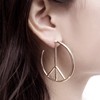 JinYu Peace Sign Symbol Geometric Stud Earrings Jewelry Minimalist Big