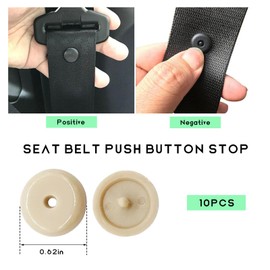 FSTURIOS 10 Sets Seat Belt Button Stop, Snap-on Seatbelt Stopper Prevent Buckle from Sliding Down, Universal Fit Stopper Button Plastic Seat Belt Buckle Clip Stop, Car Accessories (Beige)
