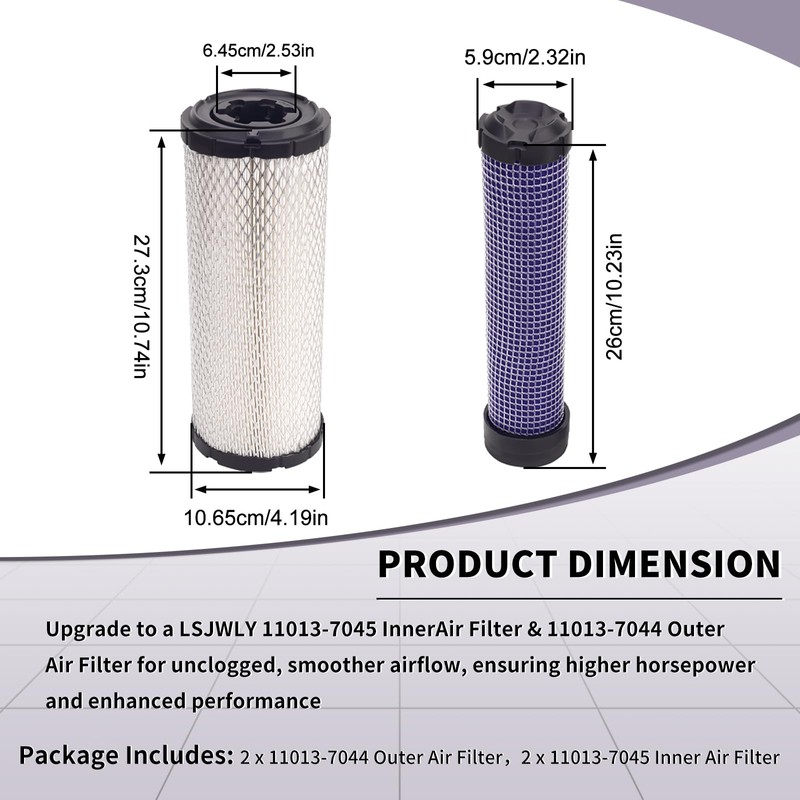 LSJWLY 2 Sets Air Filter for Kawasaki 11013-7044 & 11013-7045