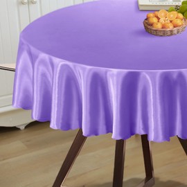 Homiest 1 Pack 60 Inch / 5ft Round Tablecloth Satin Table Cover, Light Purple Table Cloth Overlay Bright Table Decorations, Silky Satin Dining Table Cloths for Wedding Reception Graduation Banquet