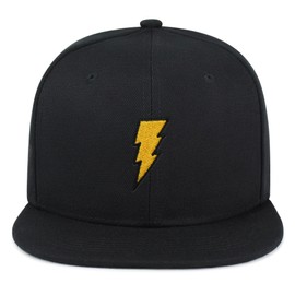 Bold Yellow Lightning Bolt Hip-Hop Snapback Hat Embroidered Baseball Cap Thunderbolt Emblem