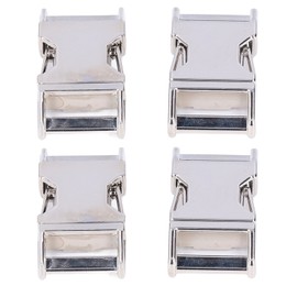 4Pcs Side Release Buckle 25x47mm Zinc Alloy Glossy Durable Wide Application Metal Buckle for Backpack Dog Collar DIYWhite Nickel