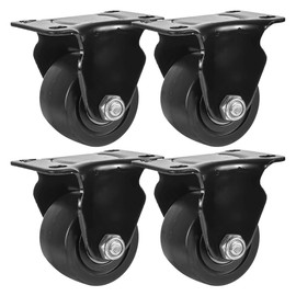 FactorDuty 2.5 inch Heavy Duty Polyurethane Caster Wheels Rigid Fixed None Swivel Industrial Grade Solid Low Profile Smooth and Silent 2000LB Capacity Pack of 4