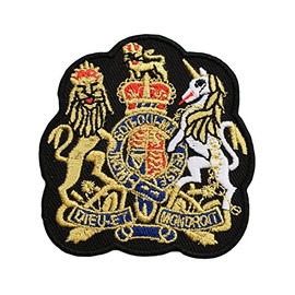 Royal Coat of Arms Embroidered Patch Iron Sew On Badge UK British Gold Crown