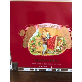 Cigar box, empty, paper covered wooden one