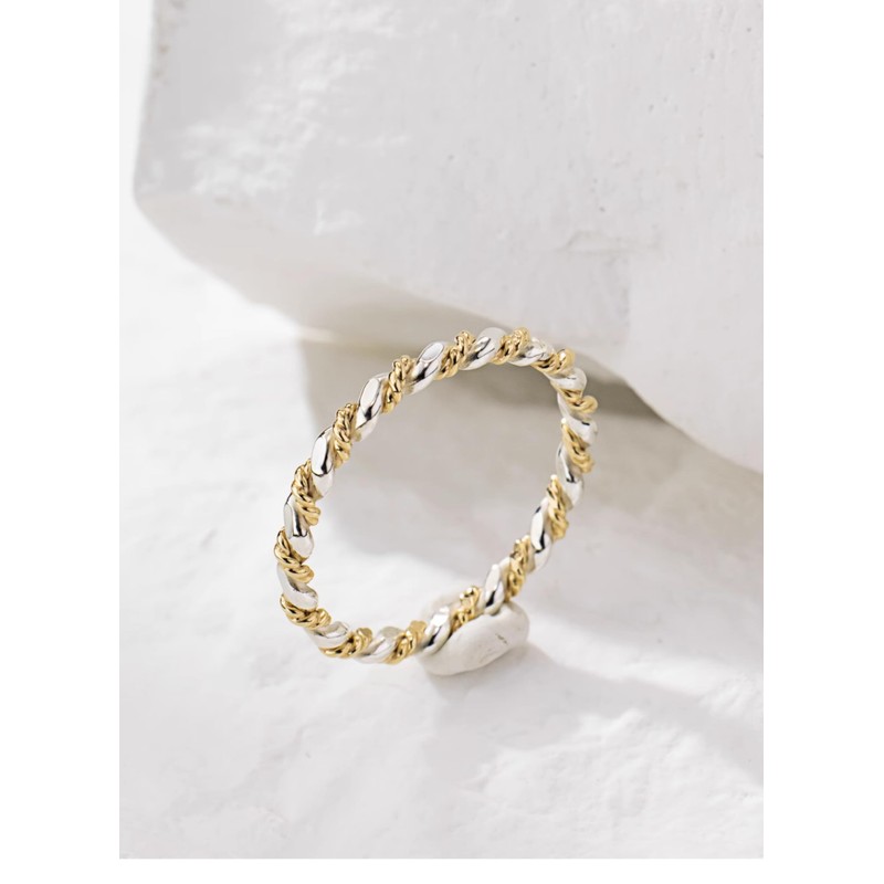 LUKRAY Braided Stacking Ring | Silver and Gold Statement Ring