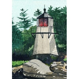 Bella Terra Perkins Island Lighthouse, Georgetown, Maine. Watercolor Notecards - Set of 6